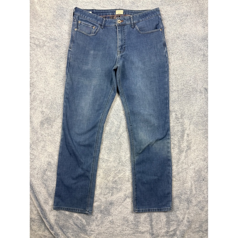 Weatherproof Mens 34x34 Blue Jeans Flannel Lined Regular Fit Straight Stretch